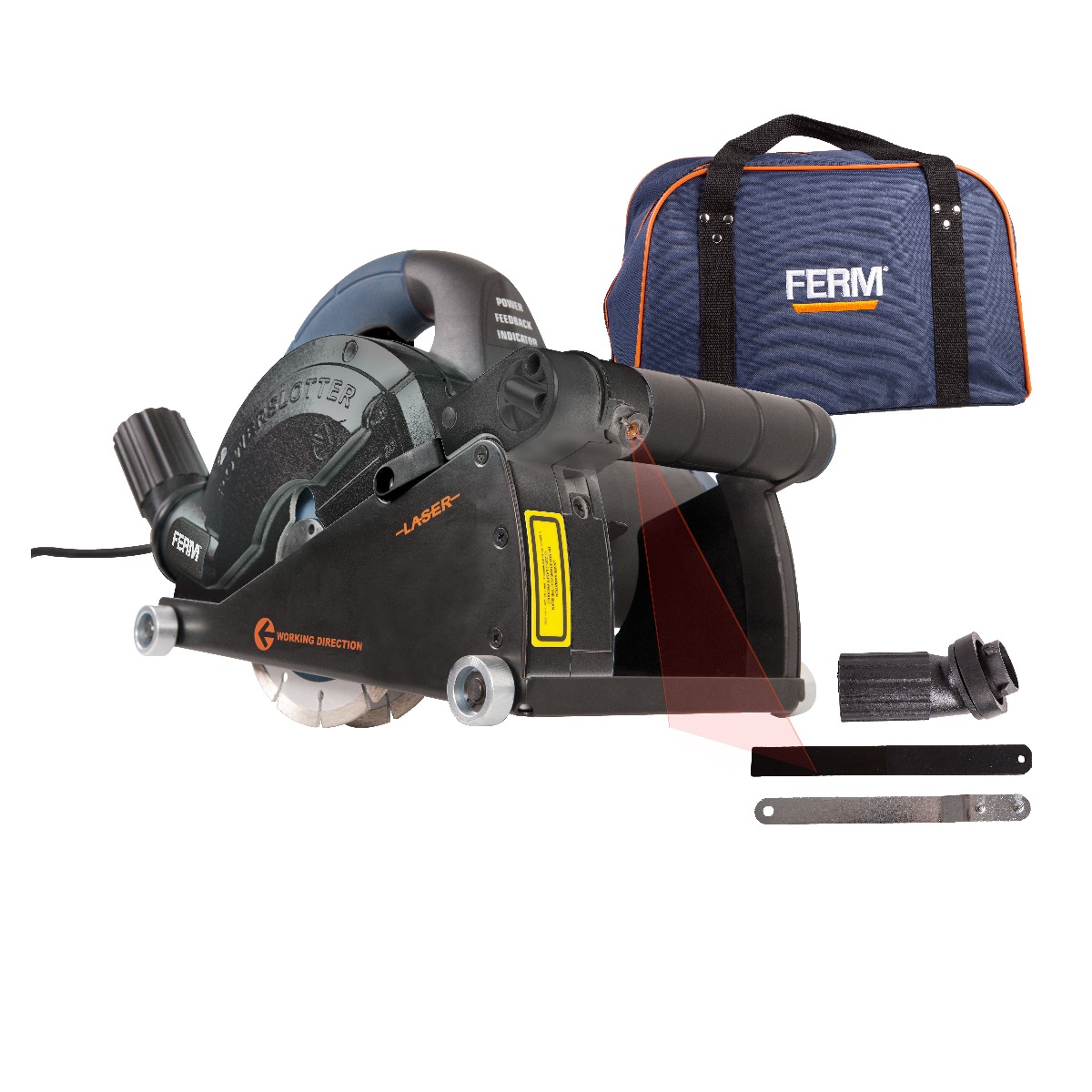 FERM Scanalatore 1600W 150mm. Dotato Di Laser. Include 2 Lame Diamantate (150 Mm) E Adattatore Aspirapolvere -Makitae Outlet