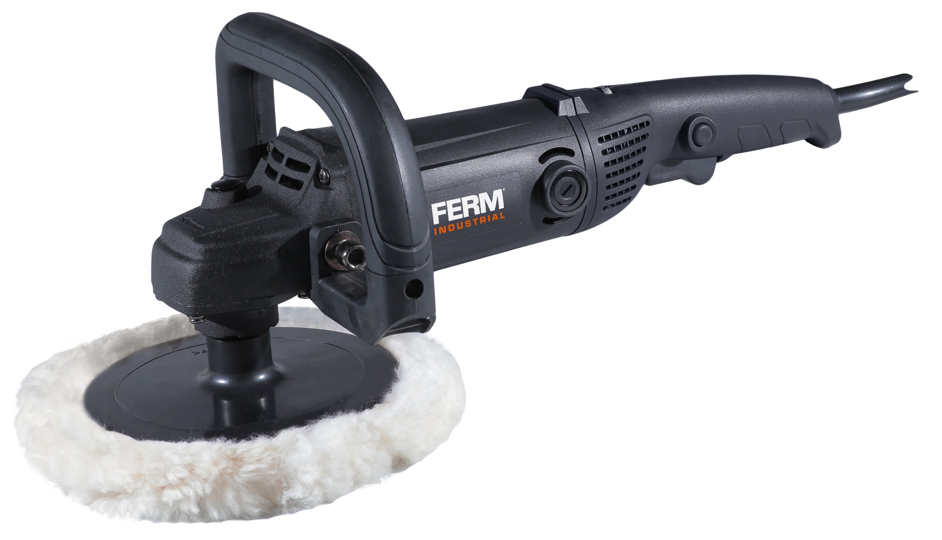 FERM AGM1120P Lucidatrice elettronica a velocità costante 1400W - 180 mm. Velocità variabile. Cavo in gomma da 4m. Inclusi 2 dischi di lucidatura, piastra di supporto e custodia