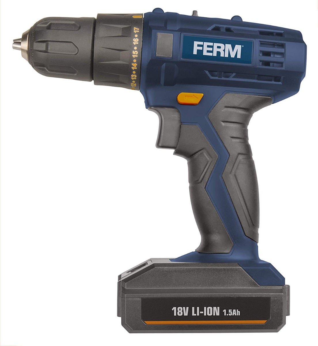 FERM CDM1120 Trapano avvitatore a batteria da 18V. Include 2 batterie 1.5Ah