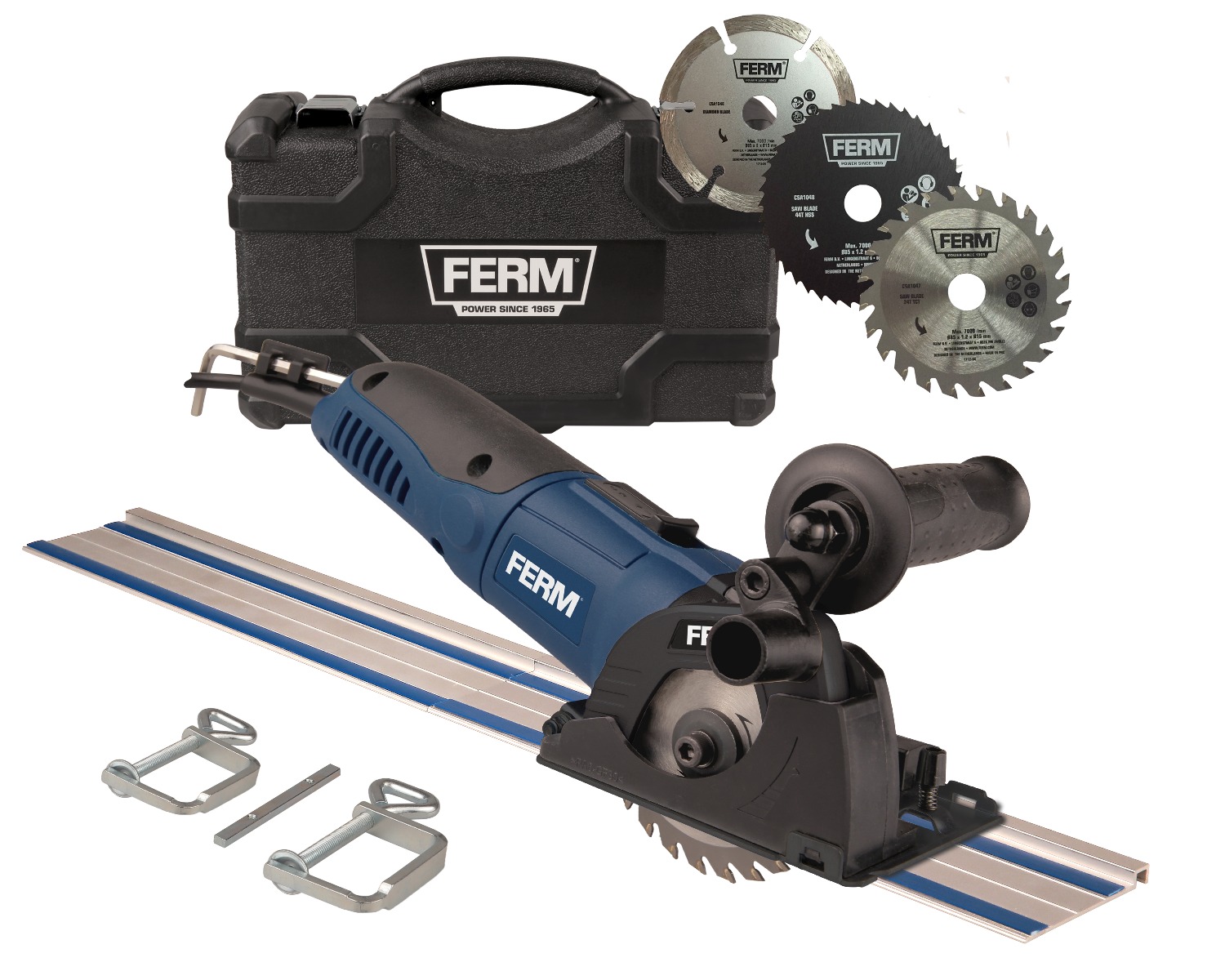 FERM CSM1043_S Sega circolare di precisione 500 W - Velocità variabile - Incl. 3 lame per sega