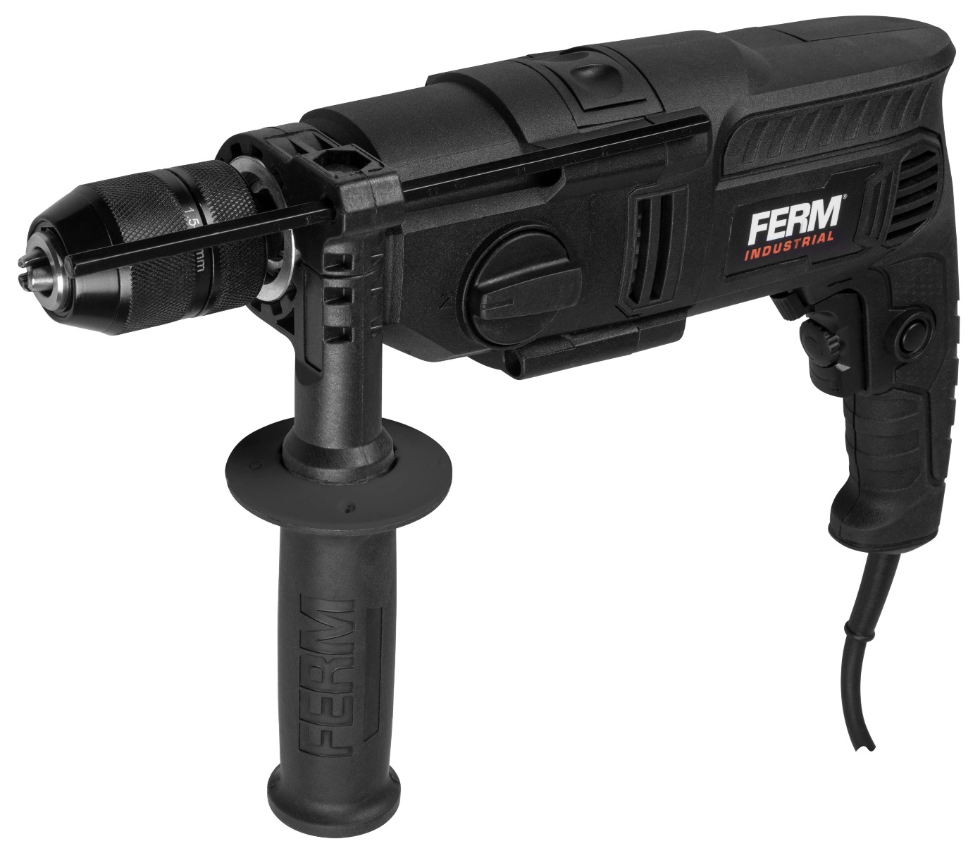 FERM PDM1061P_K Trapano a percussione 1100W - Ø13MM - Mandrino autoserrante in metallo - Incl. Cavo in gomma da 3 metri