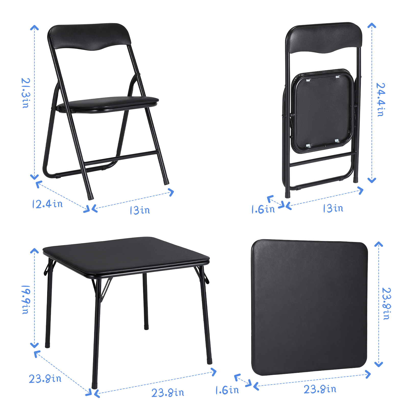 Ensemble table et chaises pliantes pour enfants 5 pièces, coloris noir – vue 3