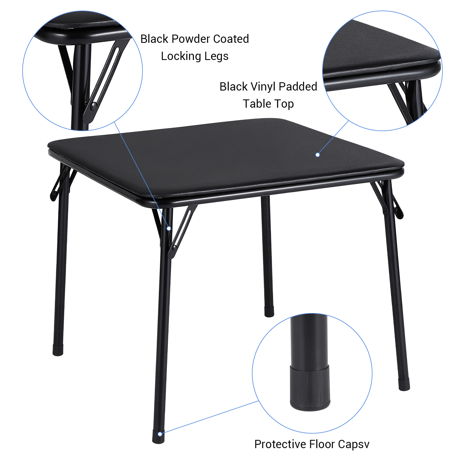 Ensemble table et chaises pliantes pour enfants 5 pièces, coloris noir – vue 2
