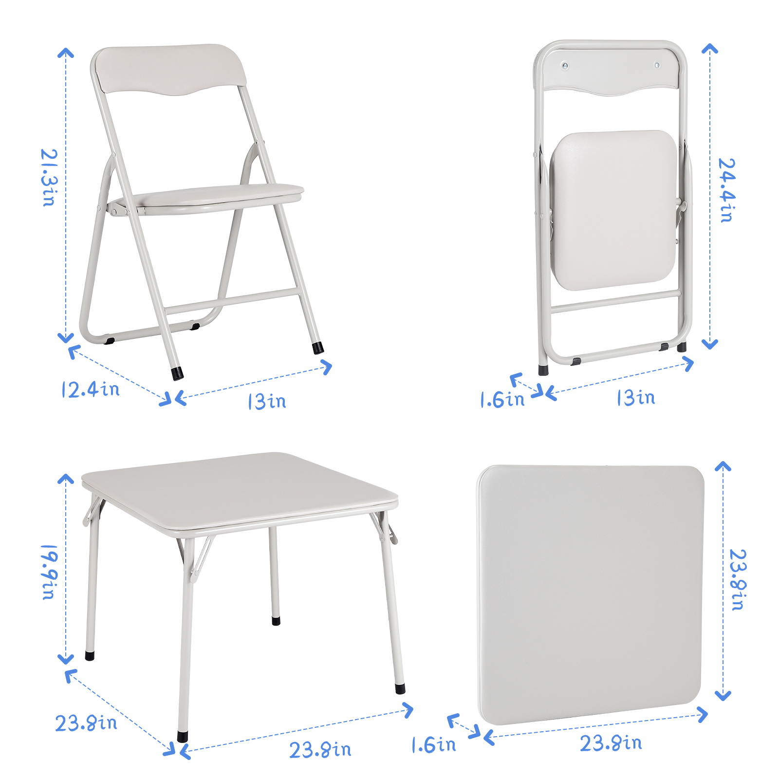 Ensemble table et chaises pliantes pour enfants 5 pièces, coloris beige – vue 3