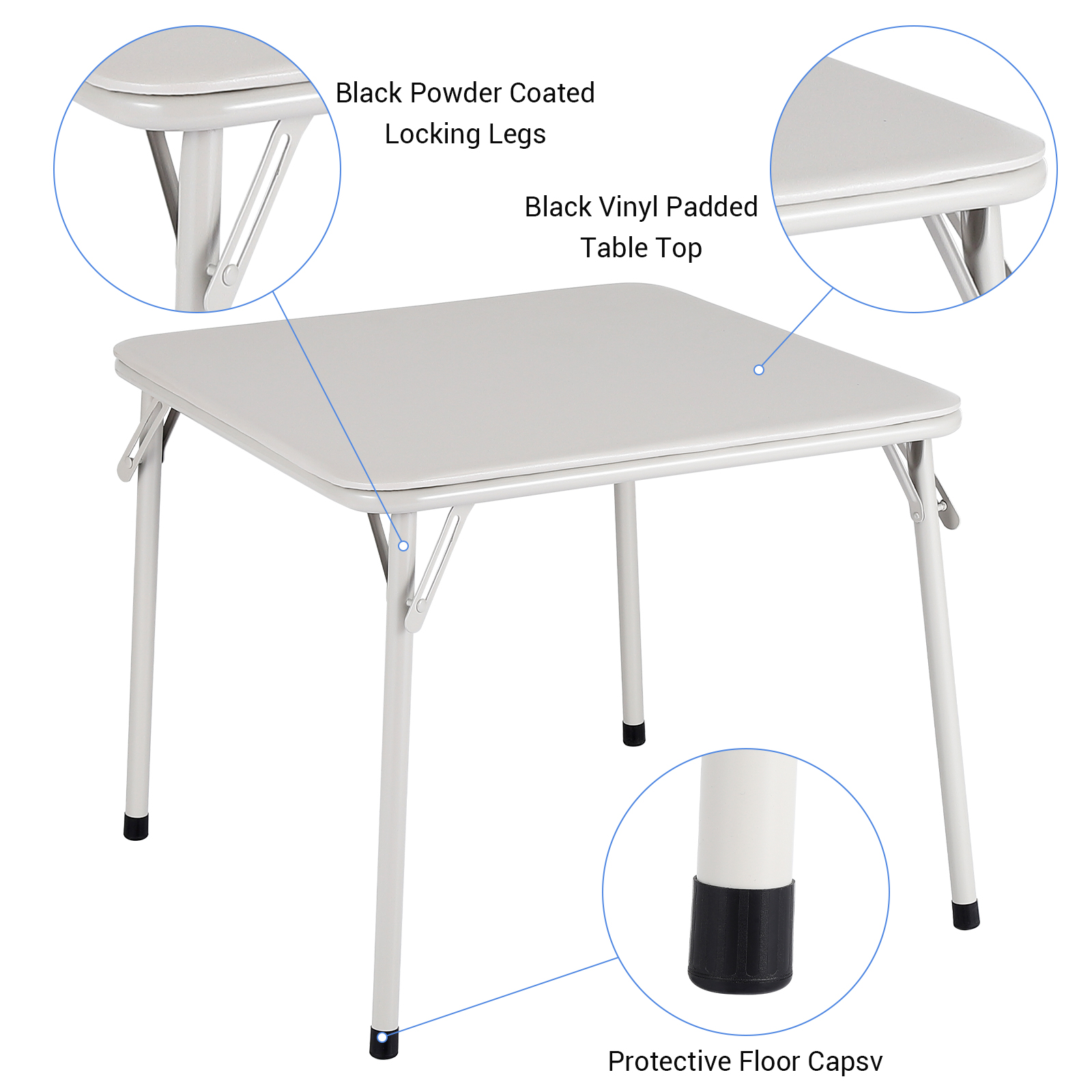 Ensemble table et chaises pliantes pour enfants 5 pièces, coloris beige – vue 2