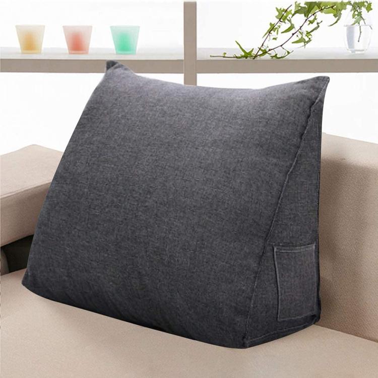 VERCART Kinder Lesekissen, Rückenkissen, Keilkissen, Lendenkissen,  Rückenstützkissen für Bett, Sofa oder Bank, Leinenmischung Grau, 45 cm