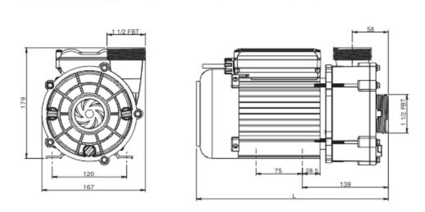 Dimensions pompe WCP Boospa