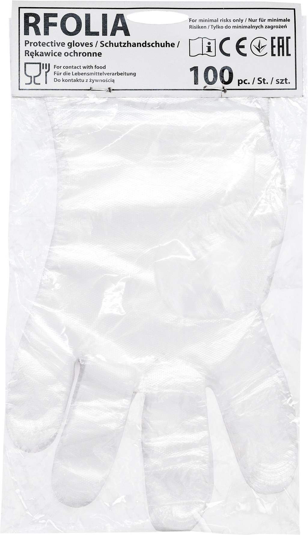 Guantes de lámina de HDPE frontales