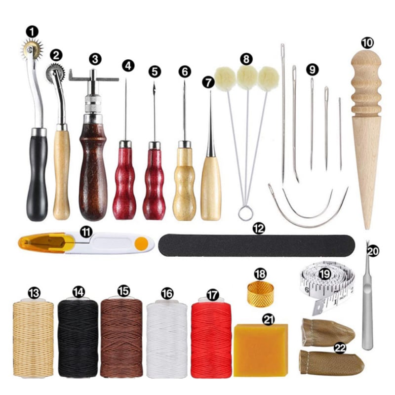 Cuir à coudre outils kit de réparation de 14 pièces à coudre à la main Craft ... 