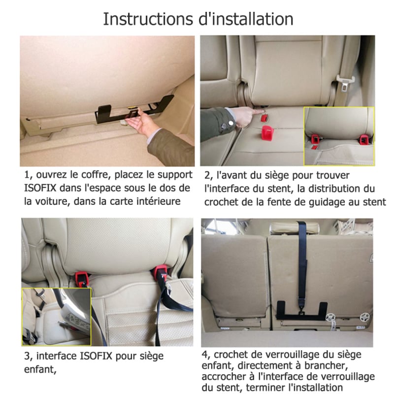 Kit de montage d'ancrage universel pour siège d'enfant de voiture,  remplaçant le support d'interface du loquet ISOFIX