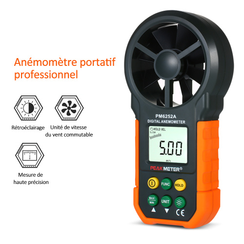 Anemometre Portable Anémomètre Numérique Haute Précision (±5%) avec  Rétro-éclairage LCD, Anémomètre Portatif pour Extérieur, HAVC, Drones