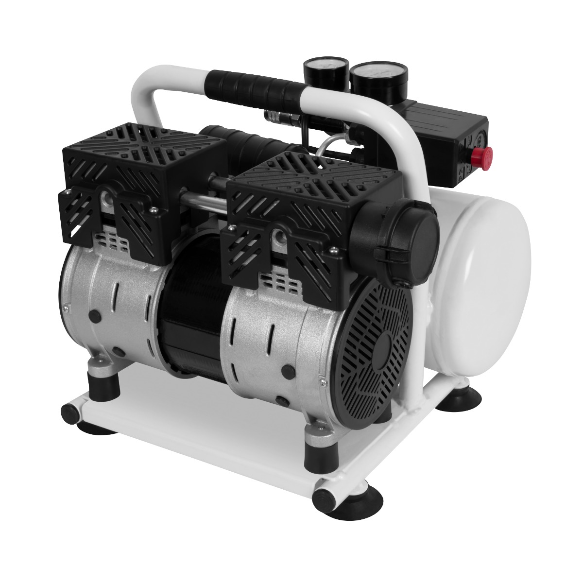VONROC CR504AC_WHITE Compressore d'aria silenzioso - 57,5dB | 6 Lt - Senza olio - 750W – Bianco
