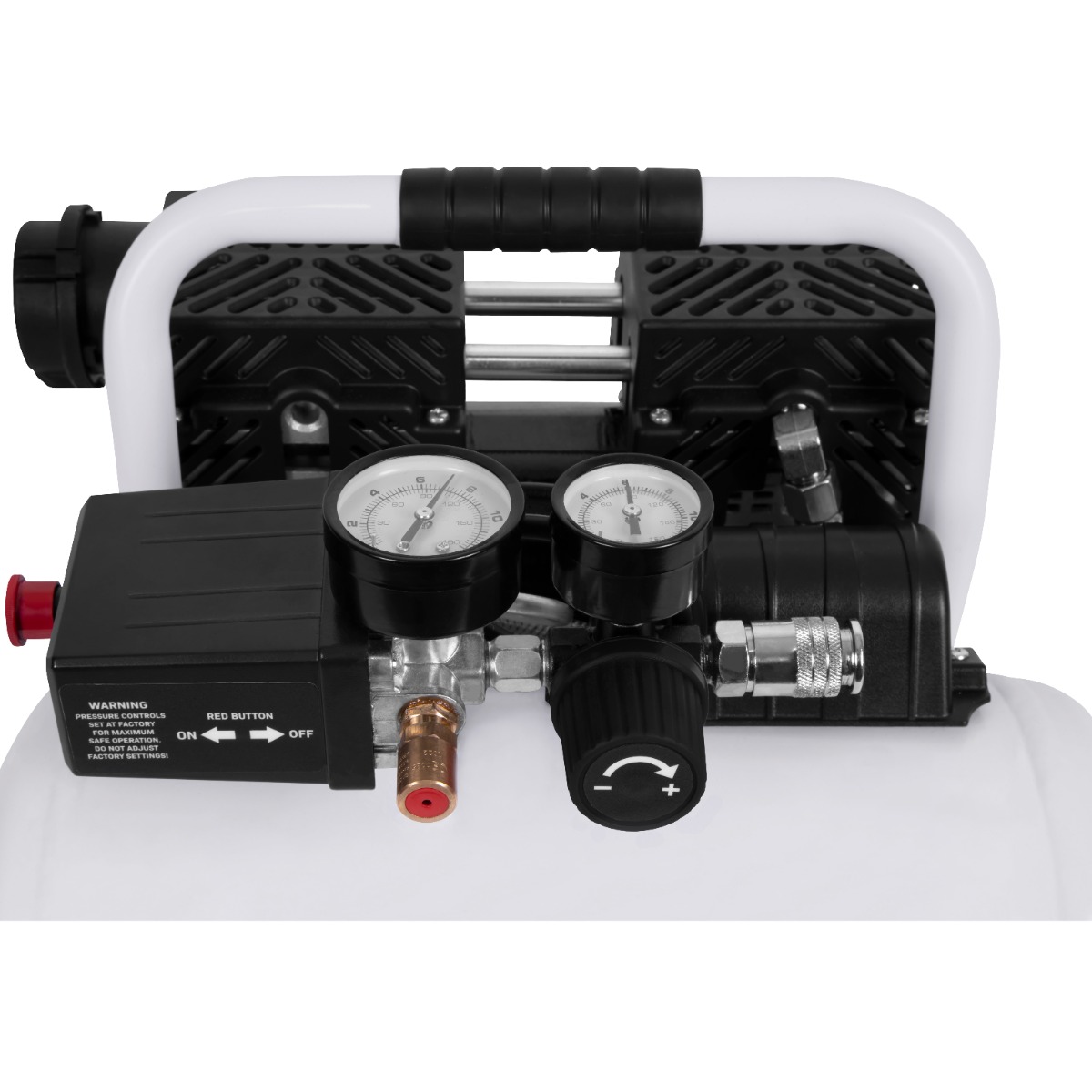 VONROC PRO Compressore d'aria silenzioso - 57,5dB - 6 Lt - Senza olio -  750W – Bianco
