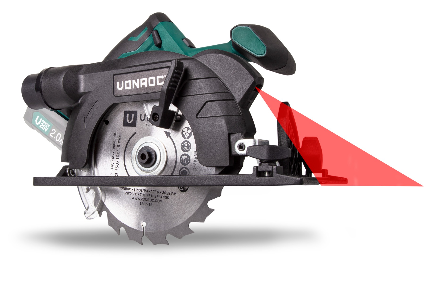 VONROC Sega circolare a batteria VPOWER 20V - 150mm