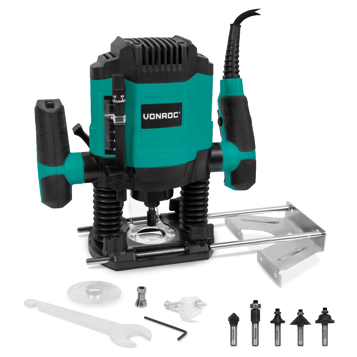 VONROC PR501AC Fresa verticale 1200W - 6-8mm | Incl. set di punte da 6 pezzi