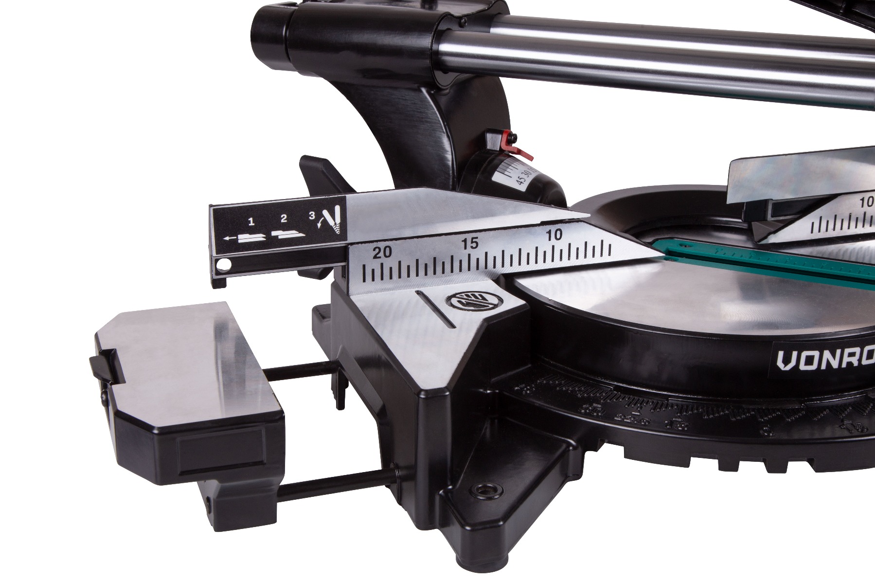 VONROC MS502AC Troncatrice radiale 2200W, Ø 254mm, laser e LED integrati. Include lama con 60 denti e 2 estensioni da tavolo 