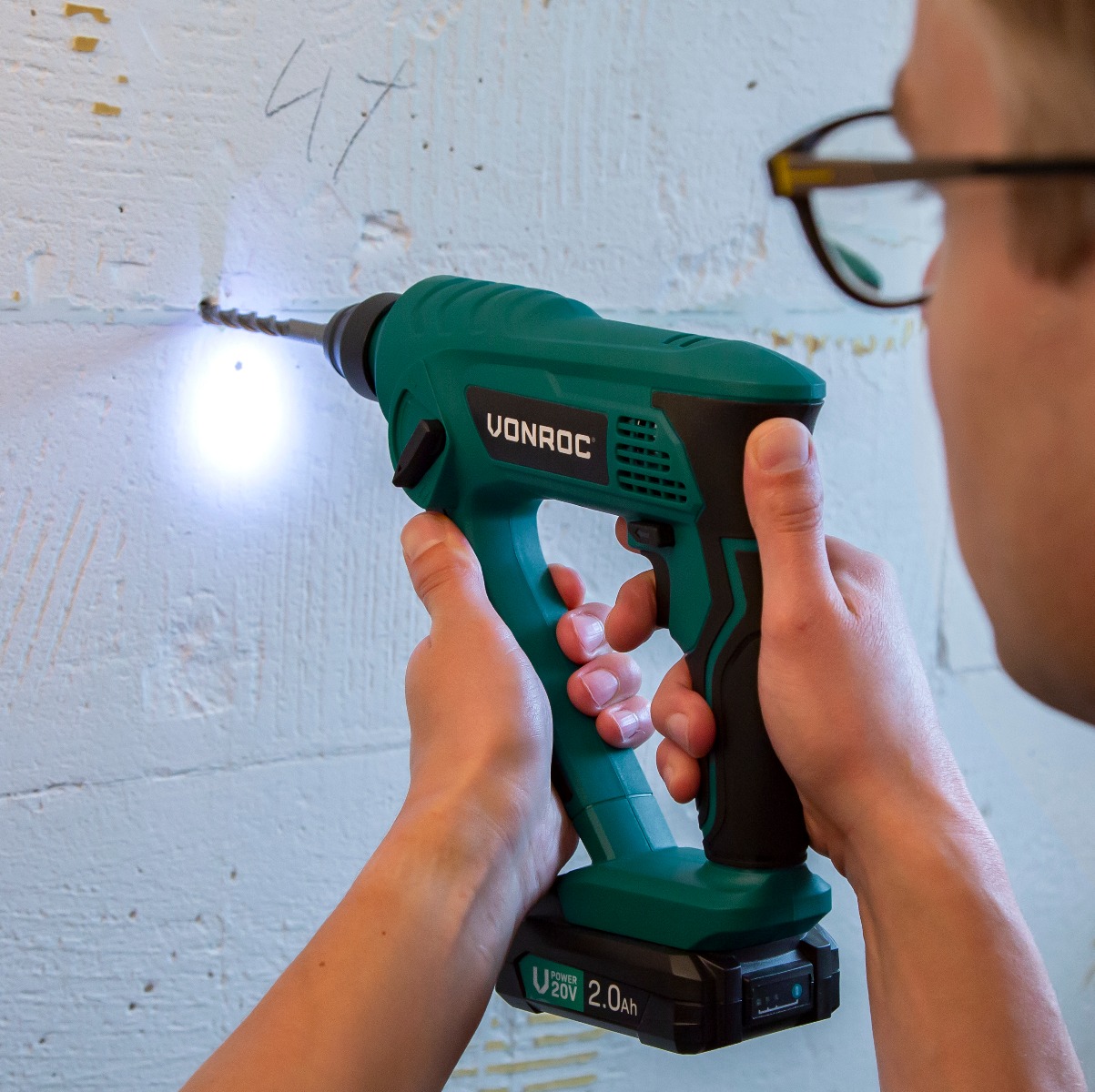 VONROC RH501DC Martello perforatore VPOWER 20V 1.3 Joule - SDS plus