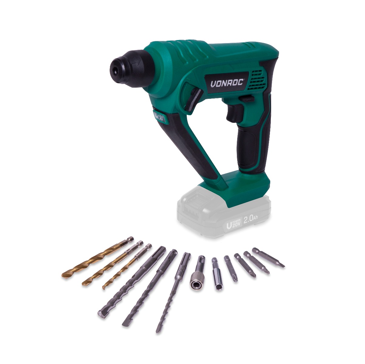 VONROC RH501DC Martello perforatore VPOWER 20V 1.3 Joule - SDS plus