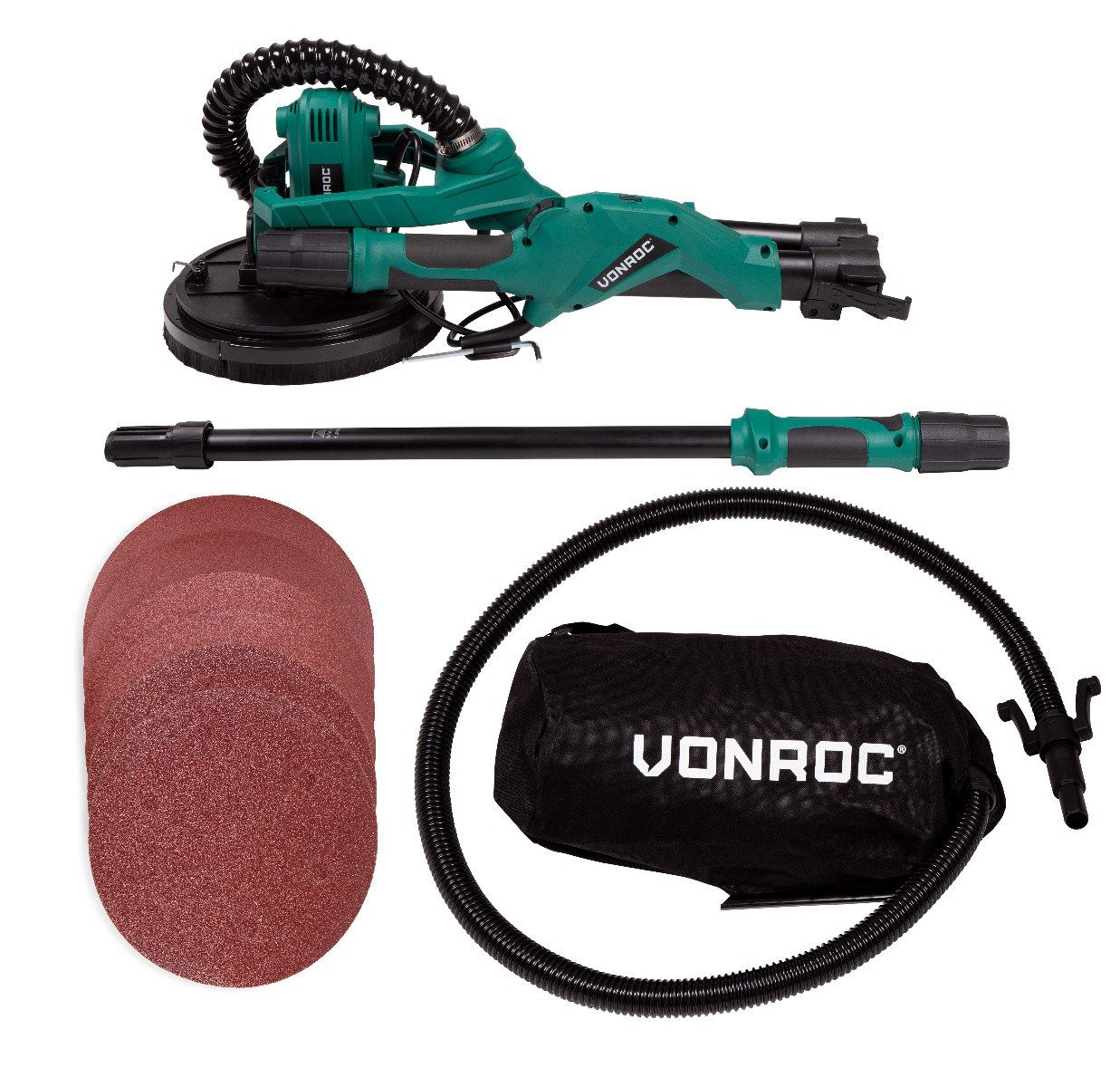 VONROC DS502AC Levigatrice a giraffa per soffitti e pareti 1050W-Ø225mm