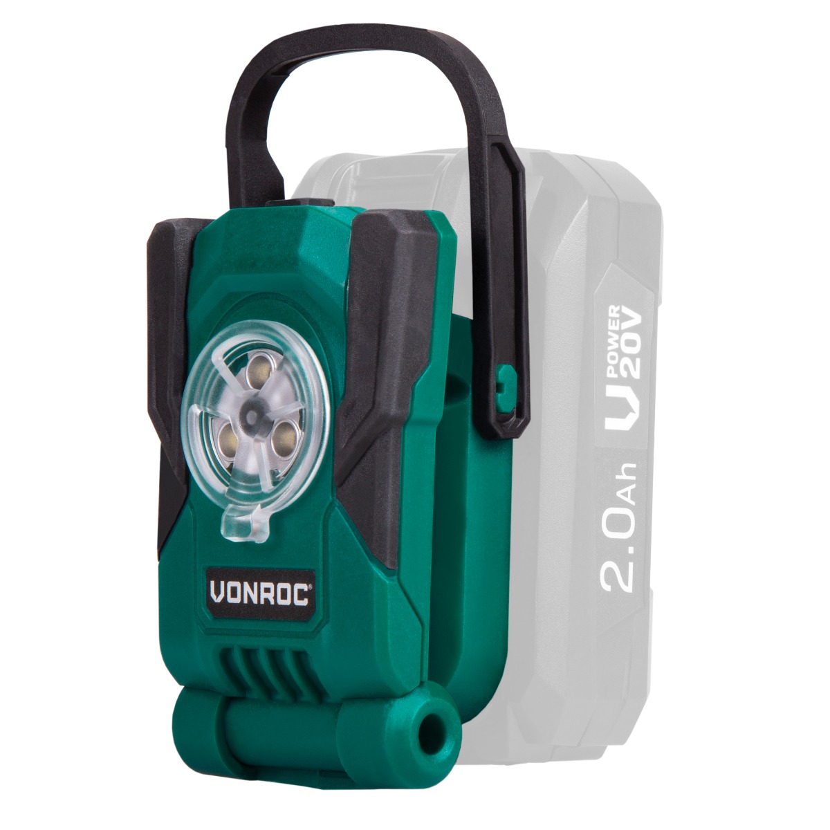 VONROC WL501DC Torcia da lavoro a batteria VPOWER 20V. Dotata di 3 luci LED  