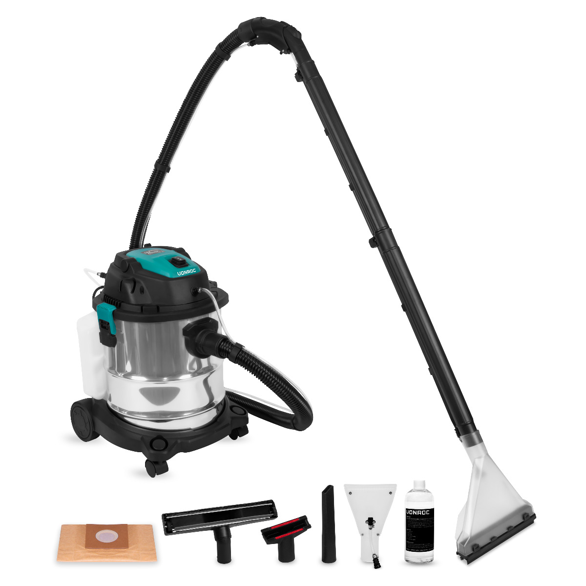 VONROC VC509AC Aspirapolvere / Aspira liquidi 1400W | Include detergente e vari ugelli