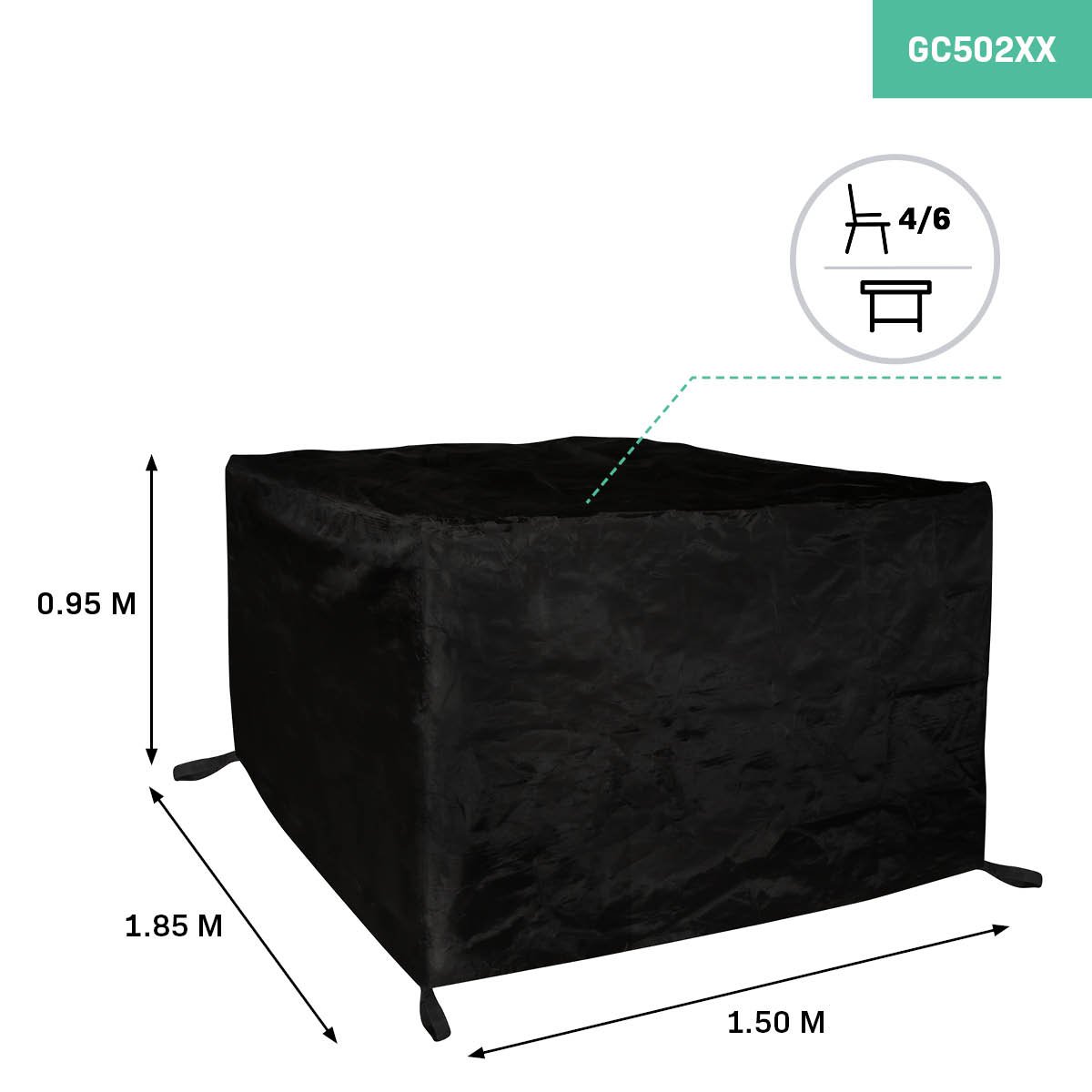VONROC GC502XX Copertura protettiva impermeabile per mobili da giardino 185x150x95cm