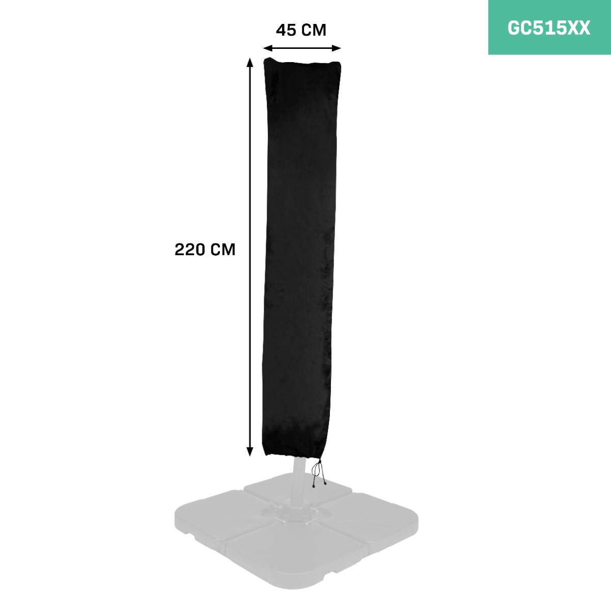 VONROC GC515XX Copertura per ombrellone M - 220x45cm. Per parasole fino a 400cm. Universale e per GP501XX, GP502XX, GP506XX