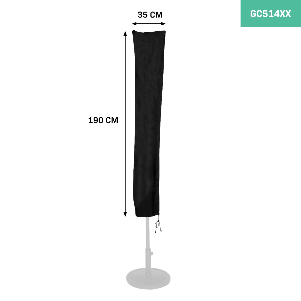 VONROC GC514XX Copertura per ombrellone S - 190x30cm. Per parasole fino a 300cm. Universale e per GP503XX, GP507XX, GP508XX