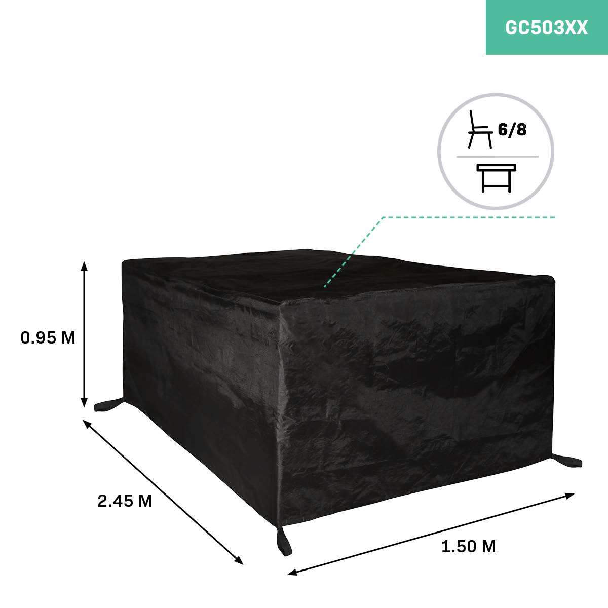 VONROC GC503XX ura protettiva impermeabile per mobili da giardino245x150x95cm