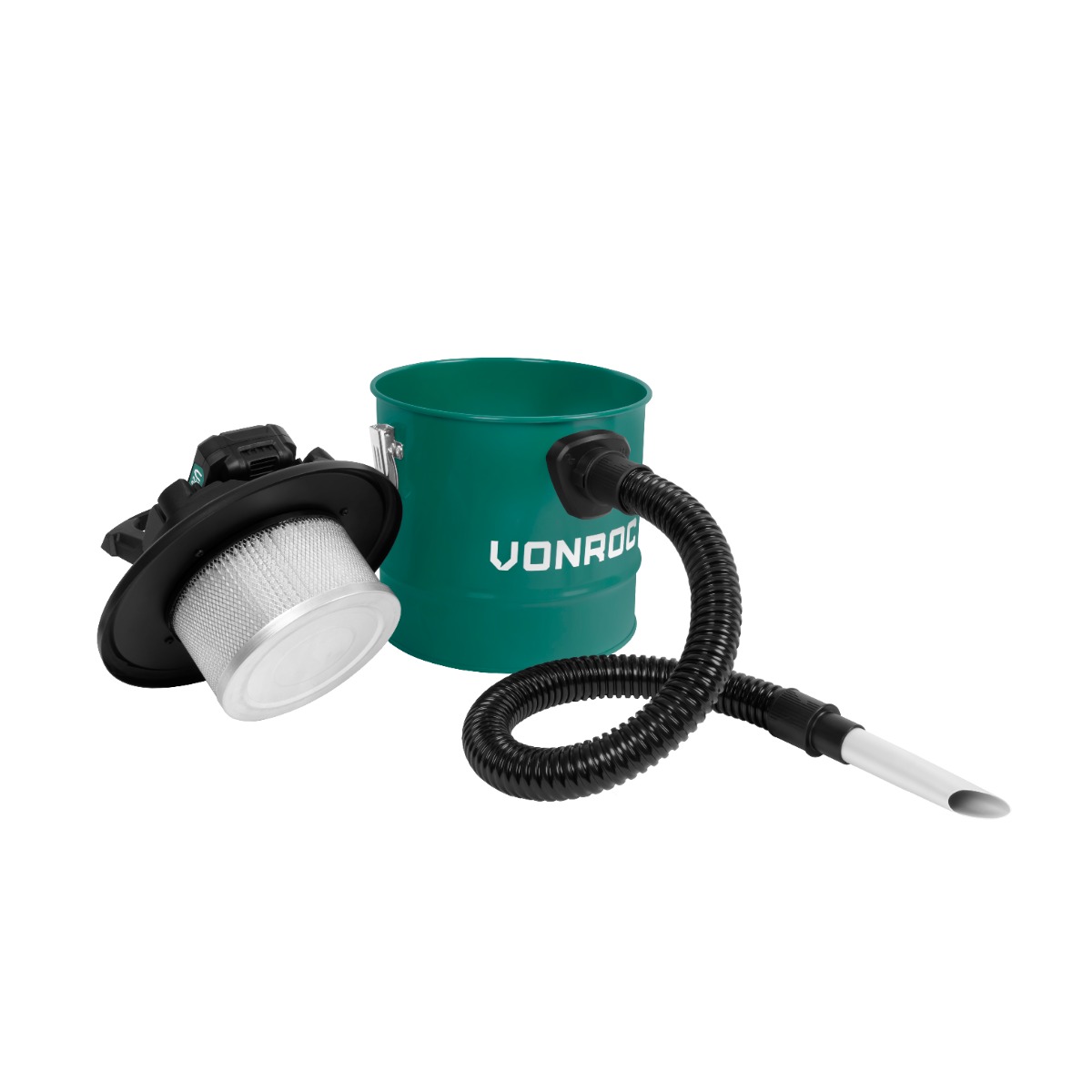 VONROC S_VC507DC Aspiracenere a batteria VPower 20V. Incl. una batteria 2.0Ah e caricatore. Serbatoio 12L - Filtro HEPA