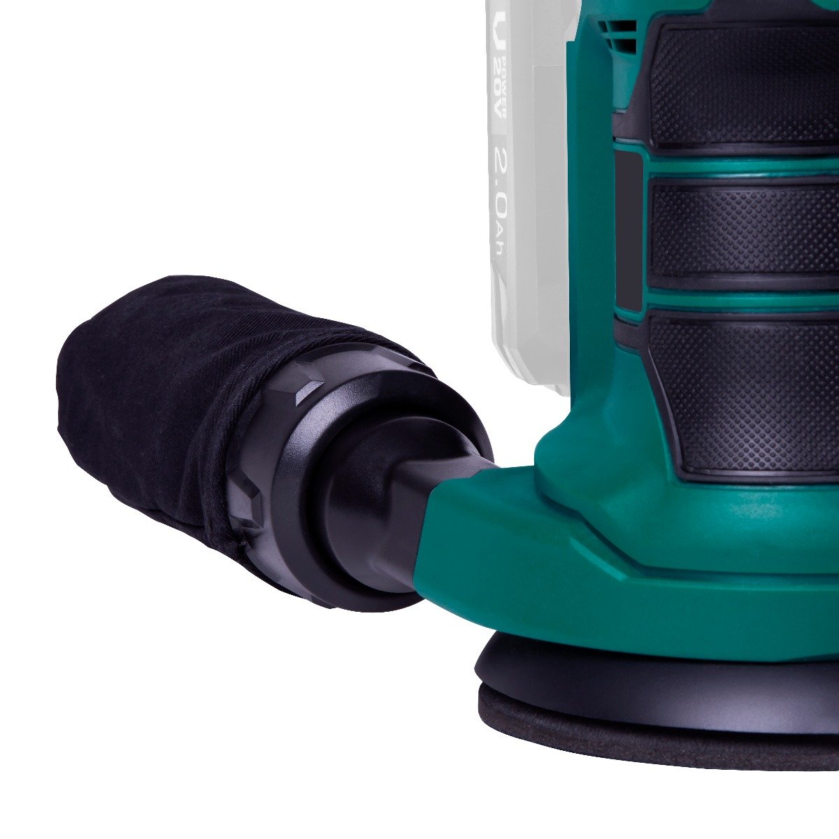 VONROC OS503DC Levigatrice orbitale VPOWER 20V - Ø125mm. Con sacchetto per la polvere e carta abrasiva da 12 pezzi. Batteria e caricabatterie non inclusi