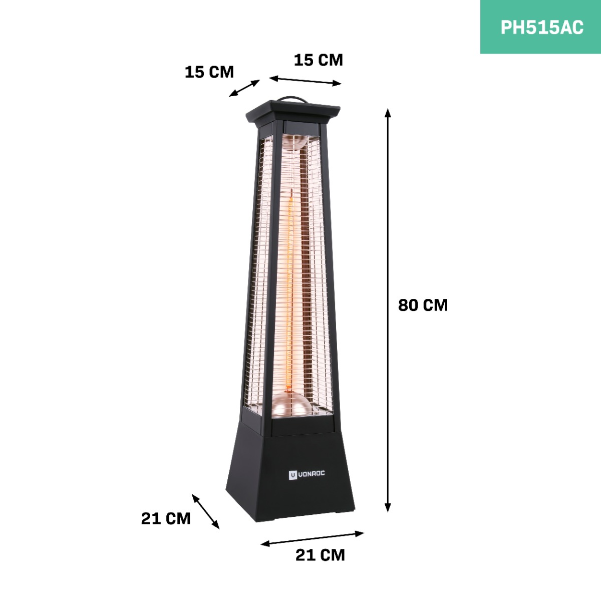 VONROC PH515AC Stufa|Colonna riscaldante a infrarossi 1500W da esterno