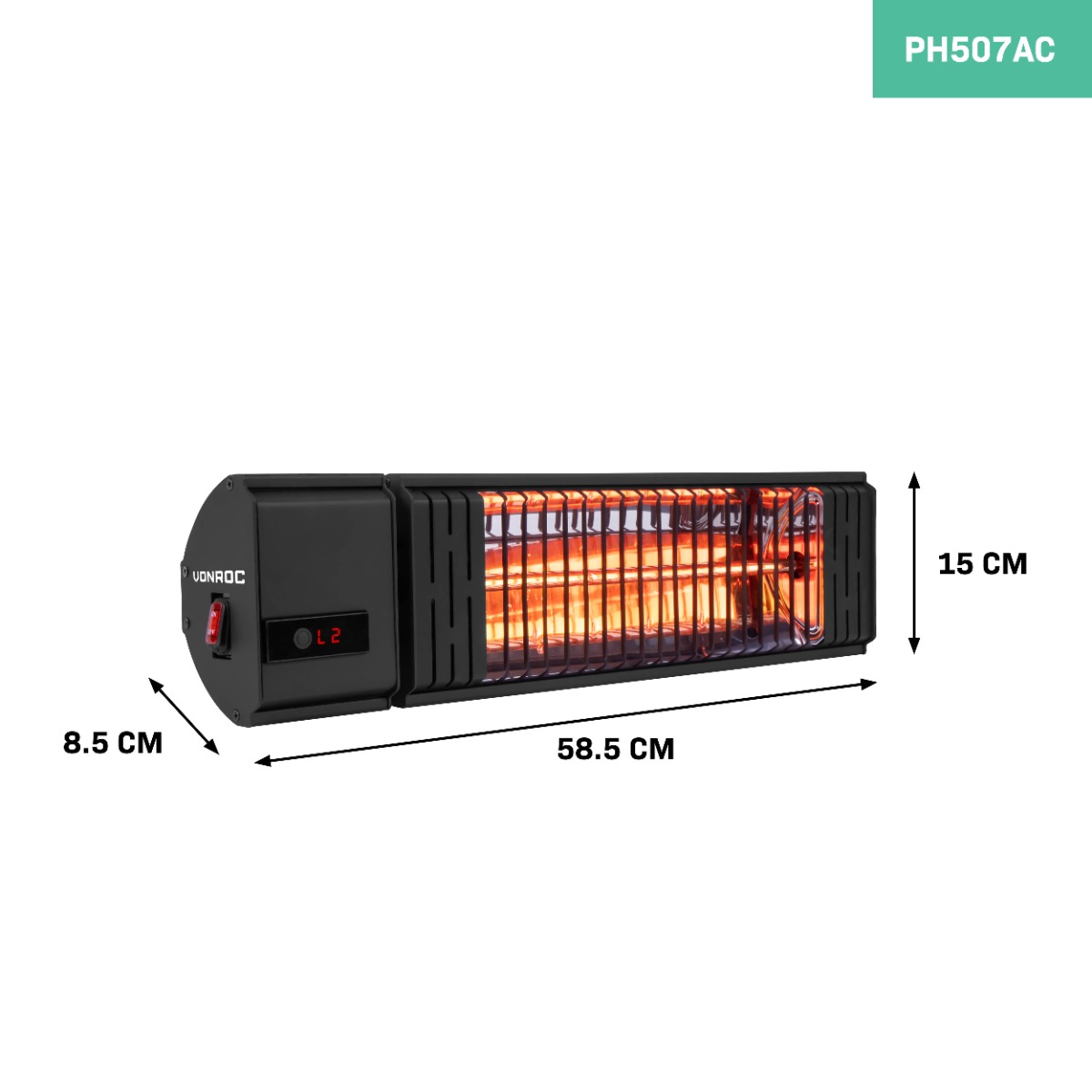 VONROC PH507AC Riscaldatore a infrarossi professionale 2000W