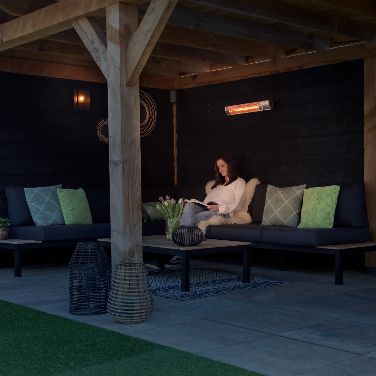 VONROC PH503AC Stufa riscaldante a infrarossi 2000W da esterno. Argento