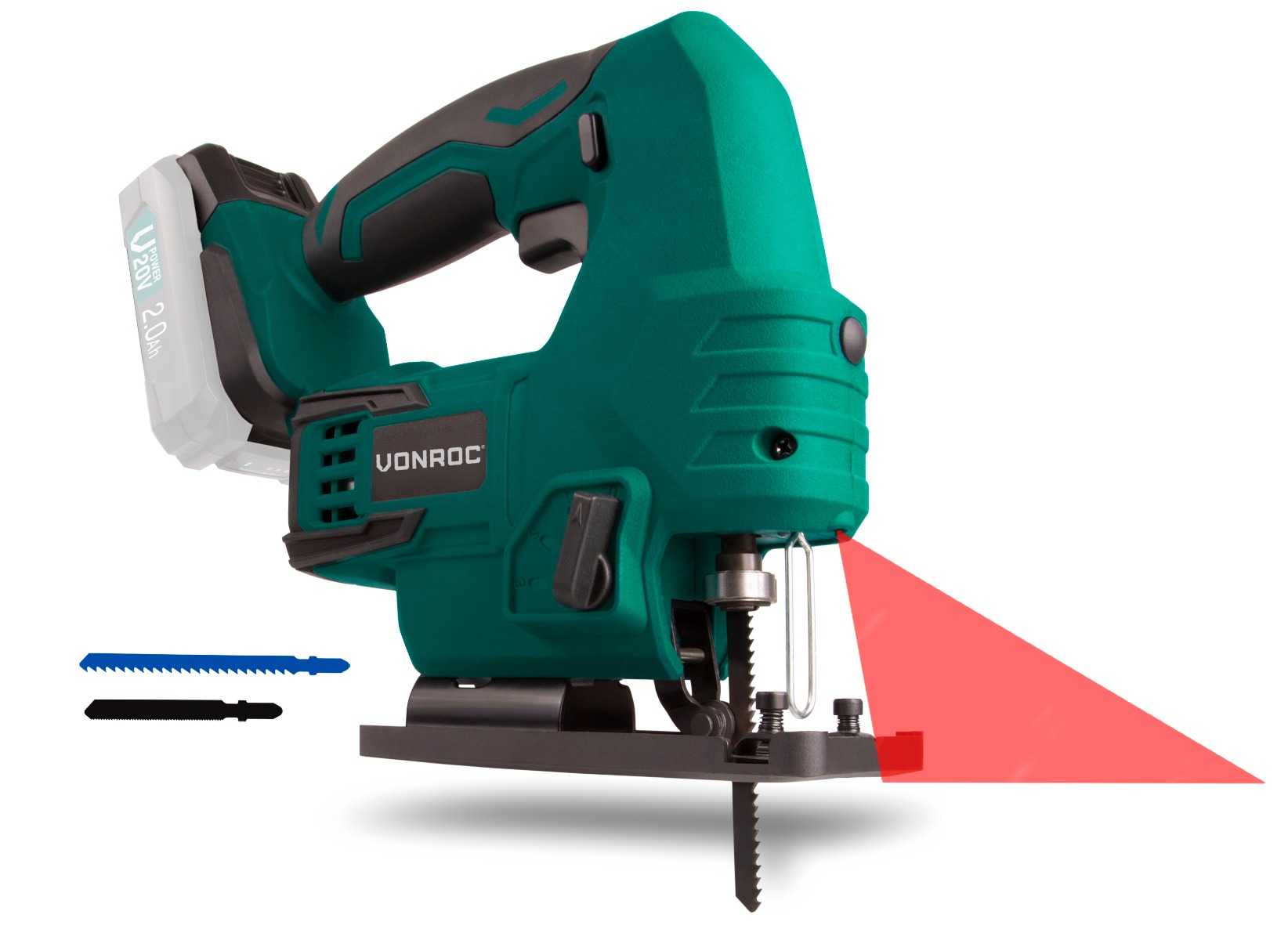 VONROC JS501DC Seghetto alternativo a batteria 20V. Batteria e caricatore non inclusi