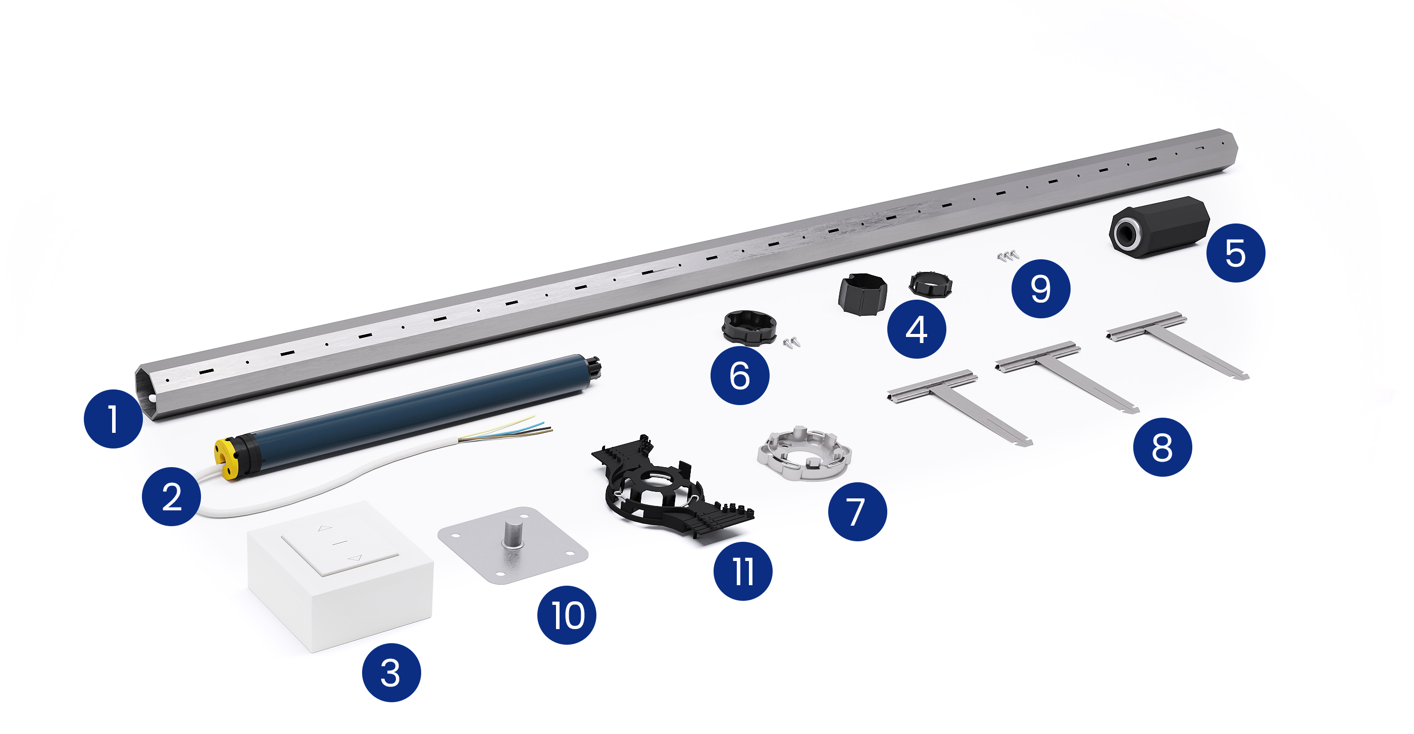 Composizione del kit asse motorizzato Somfy cablato Ø40mm