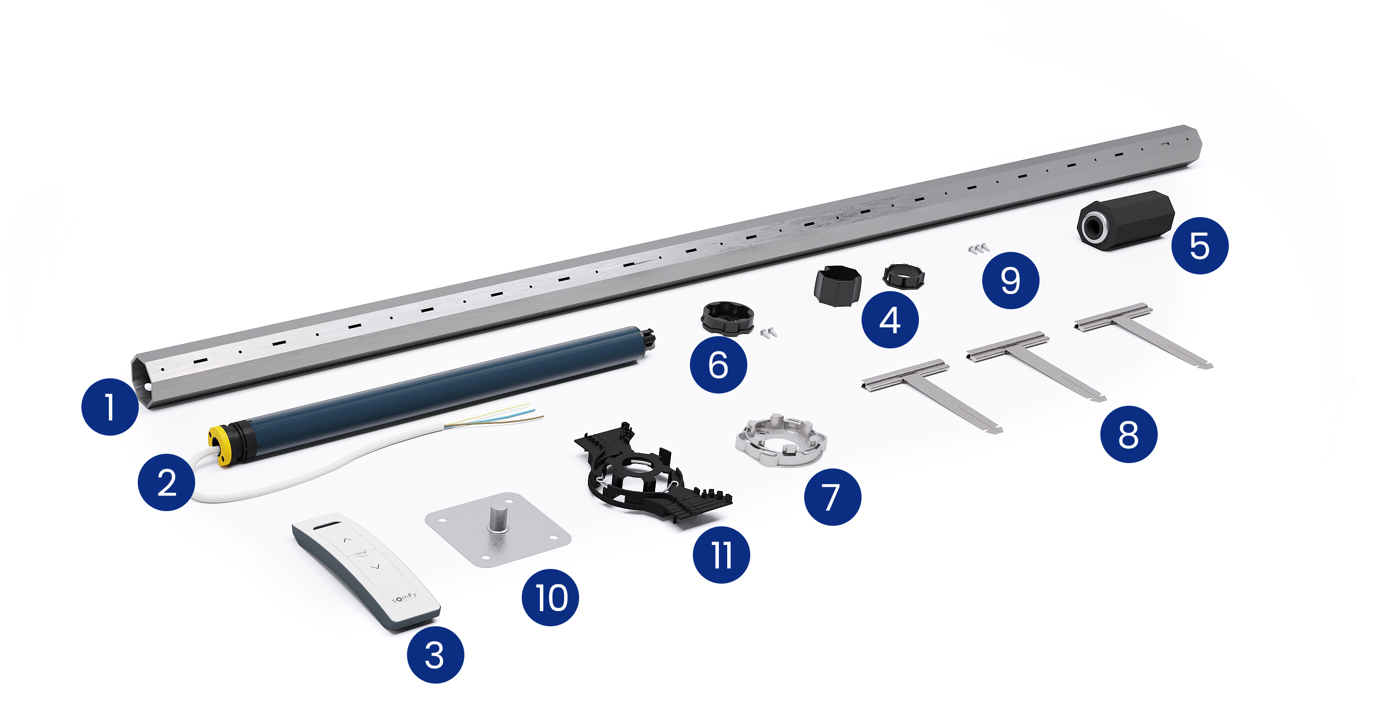 Contenuto del kit asse motorizzato Somfy RTS Ø40mm