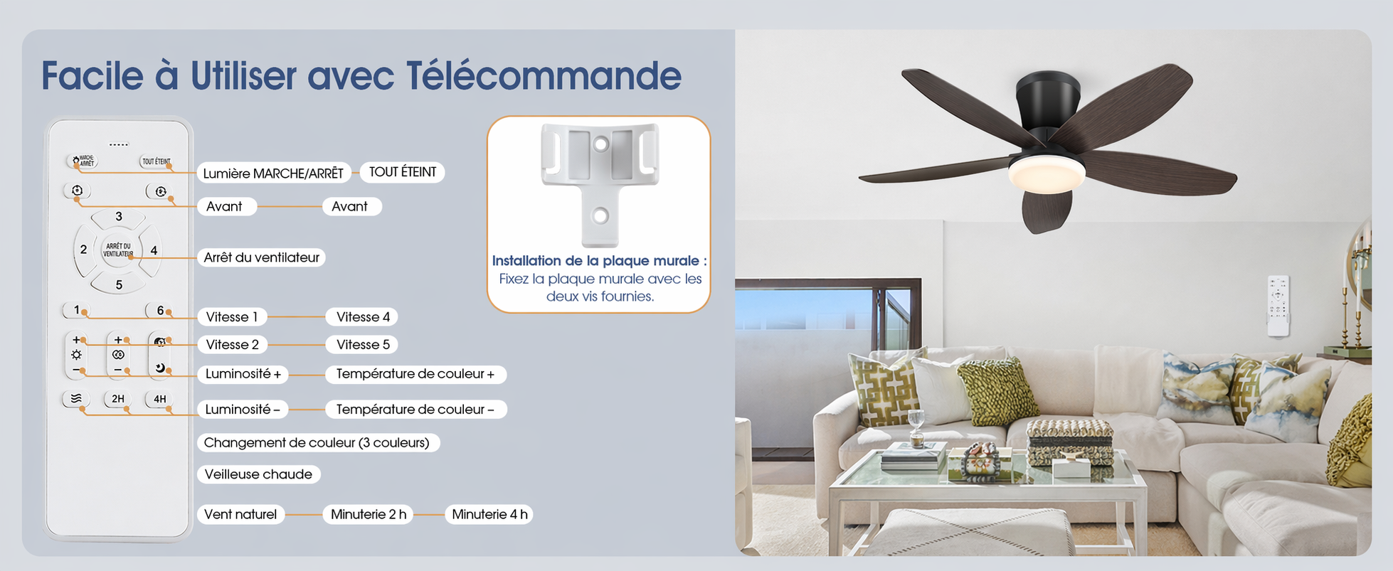 Trois températures de couleur sélectionnables