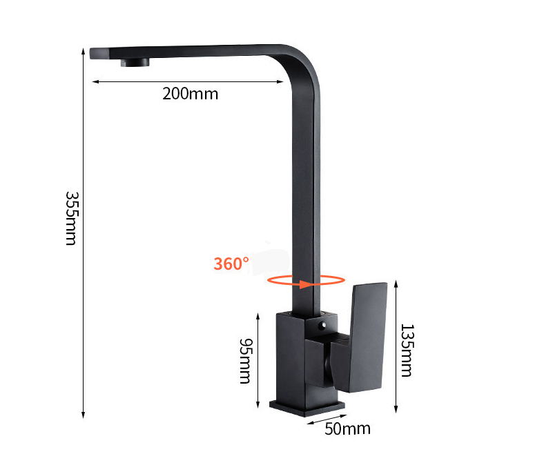 Miscelatore lavello 360° nero