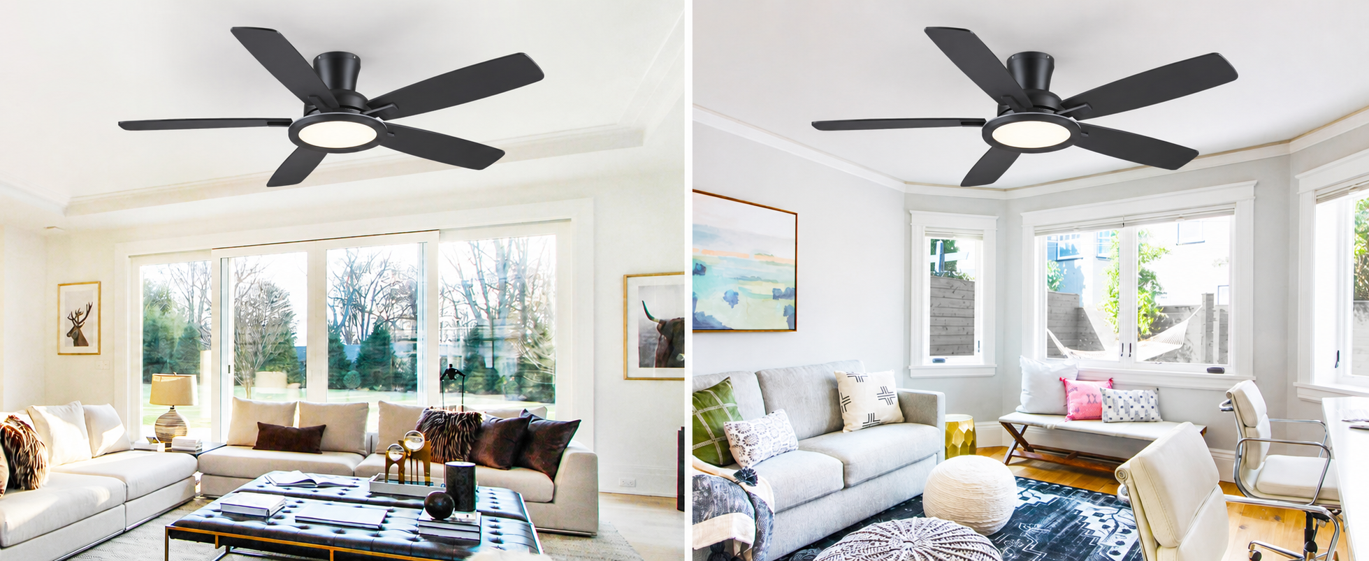 Kviflon ventilateur de plafond encastré noir 132 cm, LED RGB — visuel produit en français