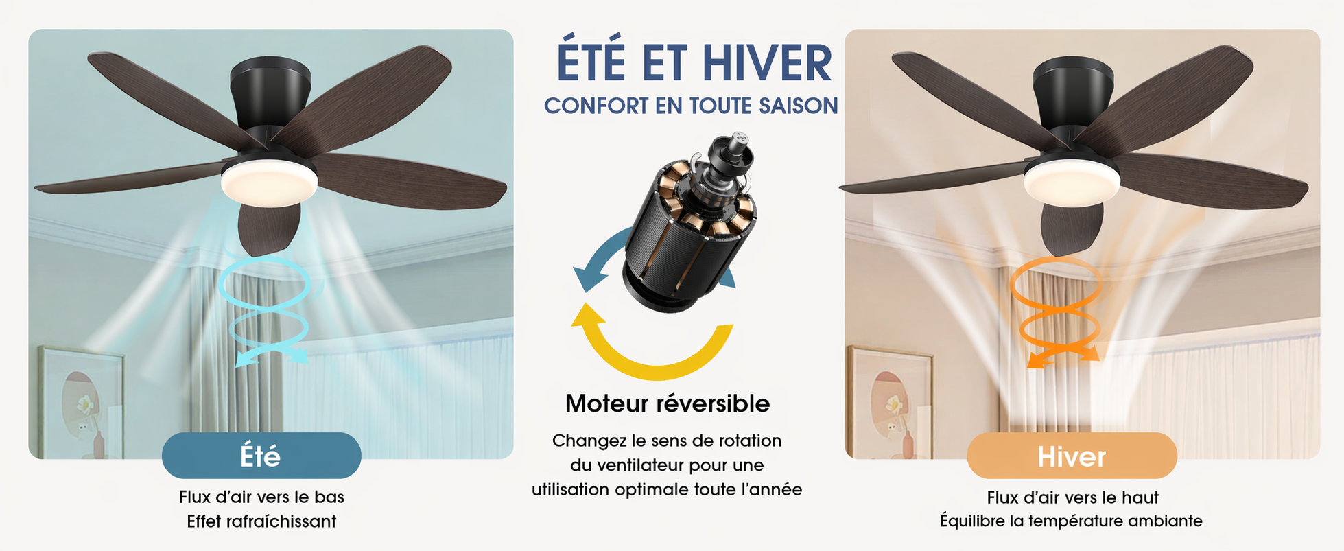 Moteur DC silencieux et six vitesses réglables
