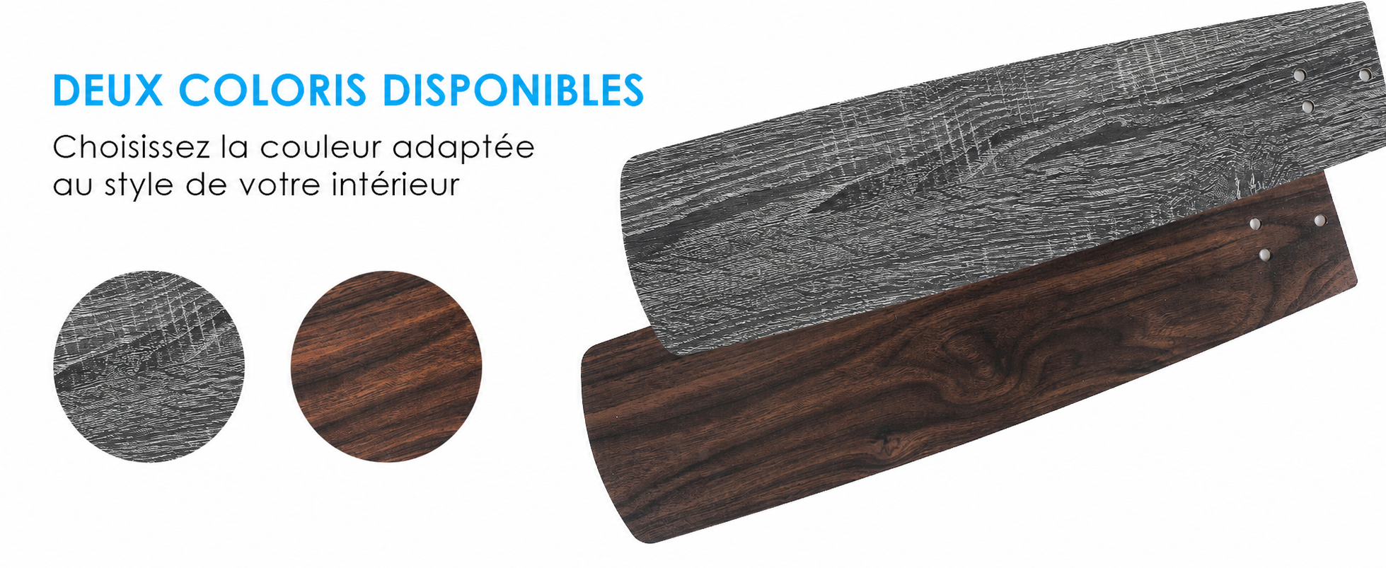 Kviflon ventilateur de plafond extérieur LED 132 cm, IP44 — visuel produit en français