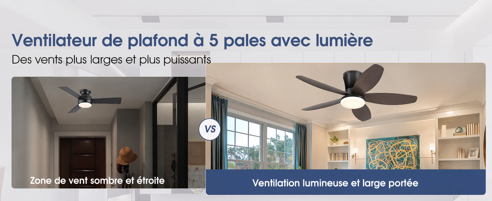 Ventilateur de plafond Kviflon à 5 pales avec lumière