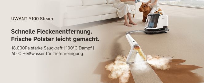 Uwant Y100 Steam Polsterreiniger Gerät, 3 in 1 Dampfreiniger für Sofa,Teppich 