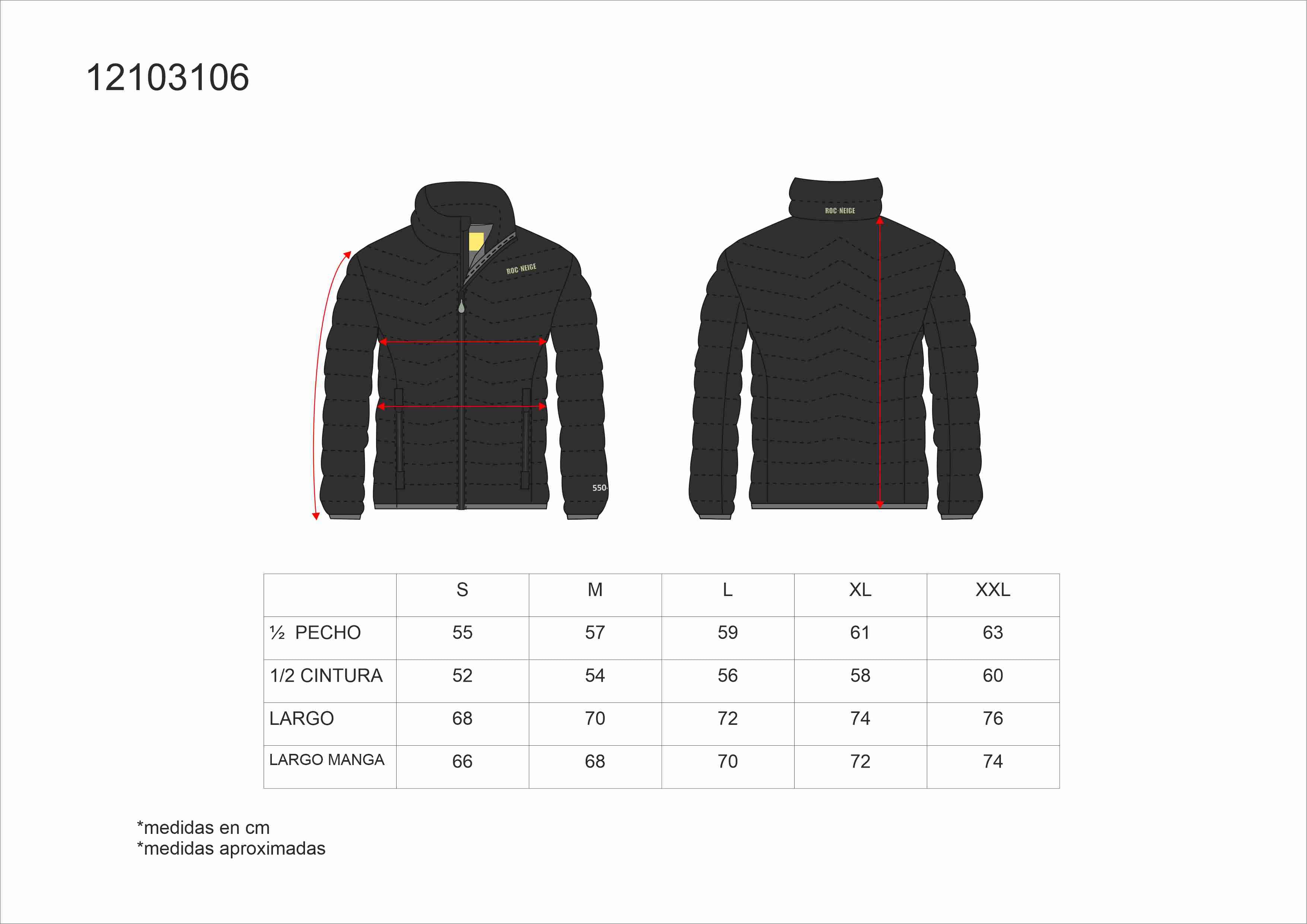 Tallas de la XS a la 3XL