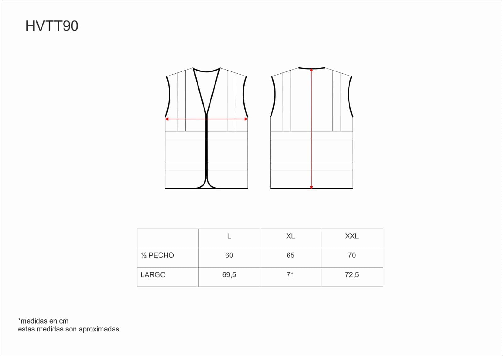 Tallas de la XS a la 3XL