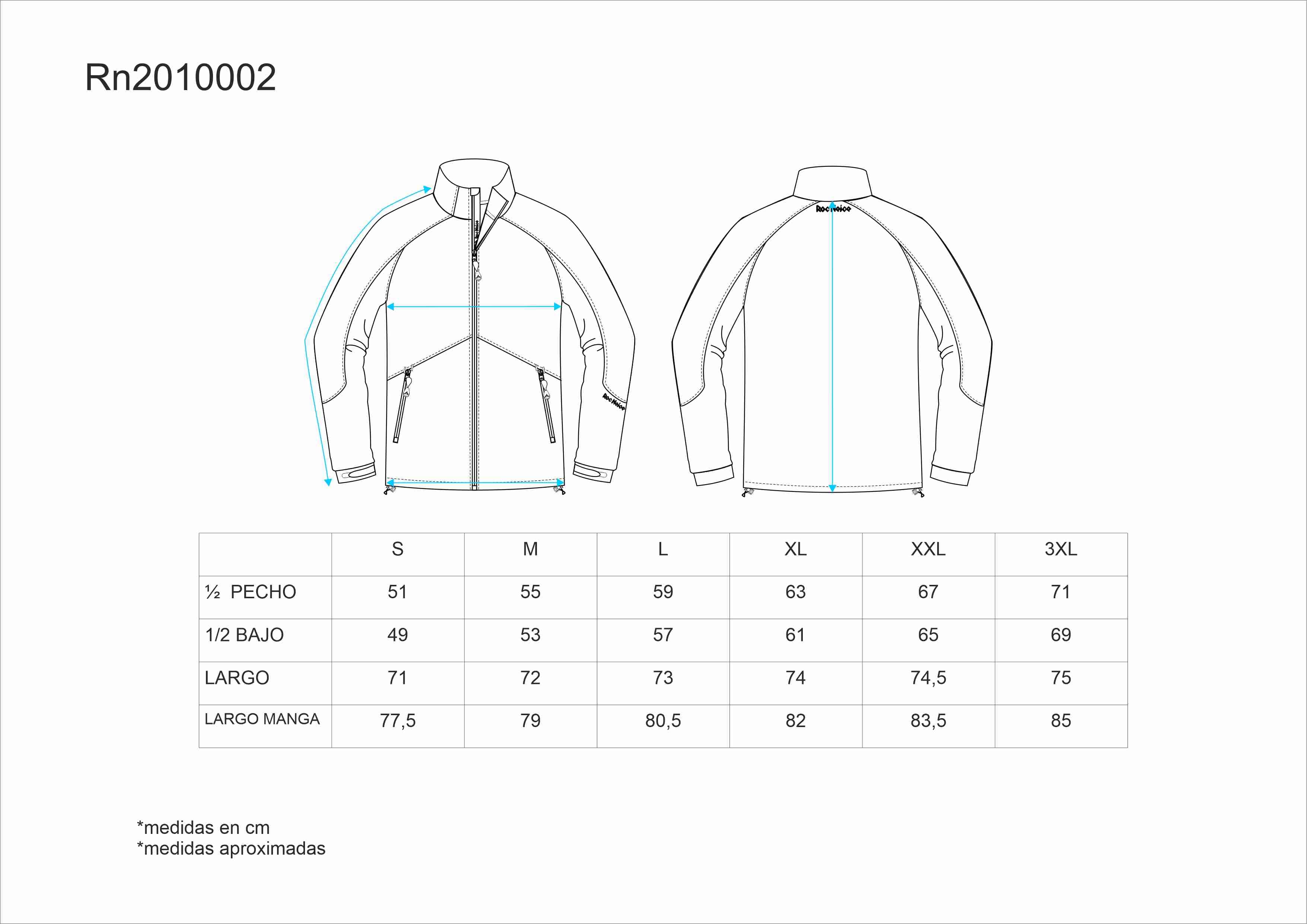 Tallas de la XS a la 3XL