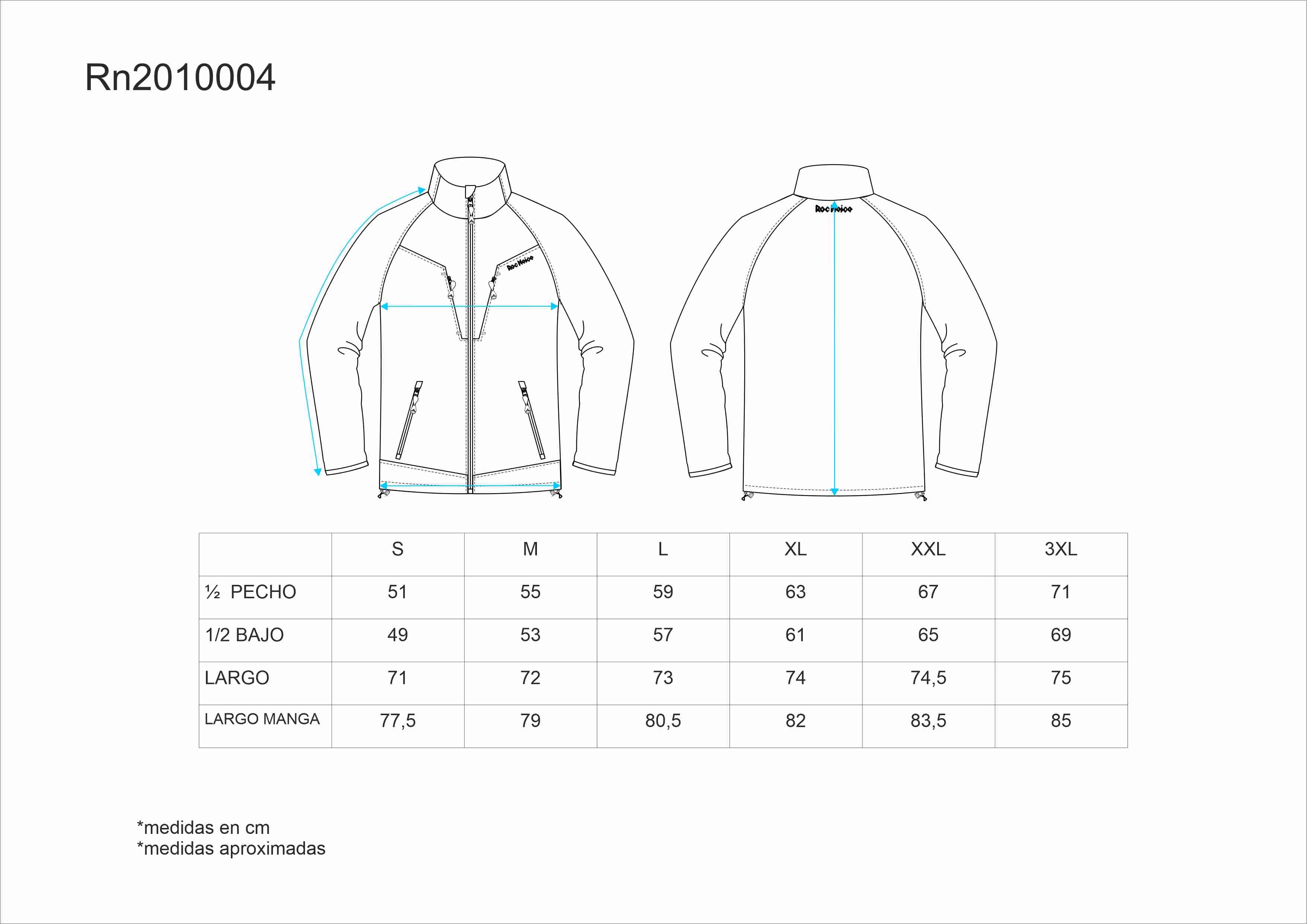 Tallas de la XS a la 3XL