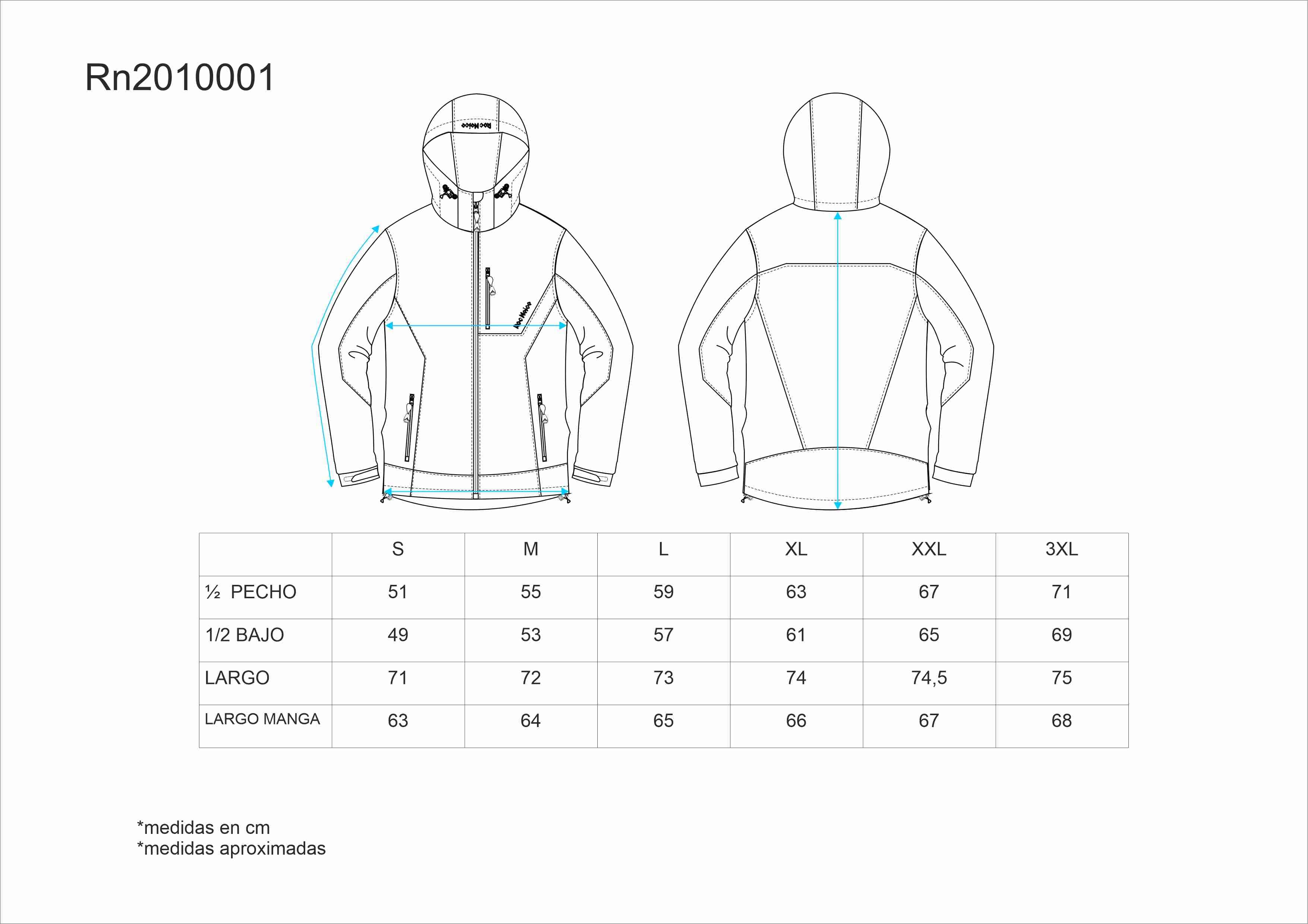 Tallas de la XS a la 3XL