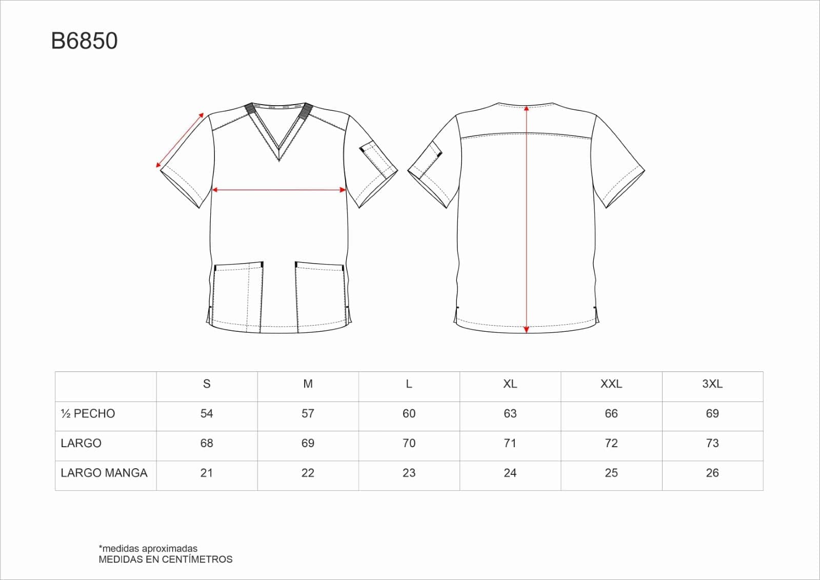 Tallas de la XS a la 3XL